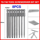8x T8-T40 Torx Screwdriver Bit Set Hex Security Magnetic Head 100mm Long New AU - Aimall