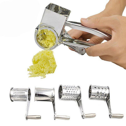 4 Set Multifunction Rotary Cheese Grater Hand Held Cut Slicer Stainless Steel AU - Aimall