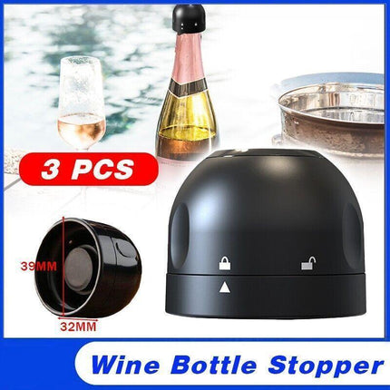 3PCS Vacuum Champagne Wine Bottle Stopper Sealer Cork Silicone Seal Plug Cap DM - Aimall