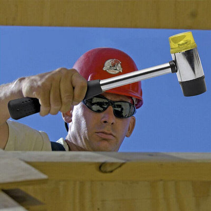 25MM Rubber Mallet Soft Face Hammer Double Side Grip Handle Shaft DIY No Harm AU - Aimall