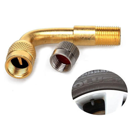 Valve Extension Tyre Stem Adapter Core Cap 90° Angle Car Bike Truck Brass 2 PCS - Aimall