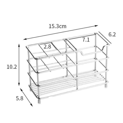 Toothbrush Non-Slip Holder Toothpaste Organizer Bathroom Stainless Steel Stand - Aimall