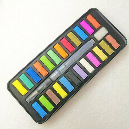 24 Watercolour Paint Set With Brush Painting Water Colour Art Artist KitsAUSTOCK - Aimall