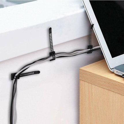 Adjustable Cable Clips Straps Adhesive Cord Management Wire Organizer Black AU - Aimall