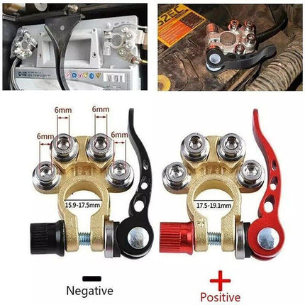 2PCS 4-Way Positive Negative Battery Terminal Connectors Clamp Car Van Caravan - Aimall