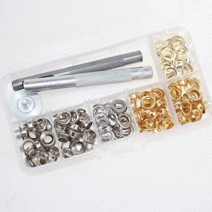 Eyelet Punch Die Tool Kits +100set 6mm Eyelets Grommet Washer For Leather Craft - Aimall
