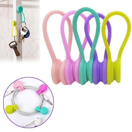 10Pcs Magnetic Tie Cable Organiser Headphone Earphone Cord Winder Holder Clip AU - Aimall