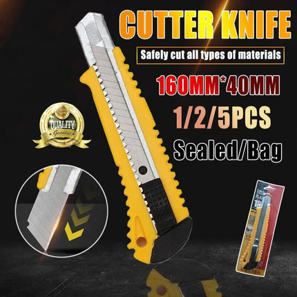 Heavy Duty Box Cutter Pack Snap Off Retractable Blade Long Last Hand Craft Tool - Aimall