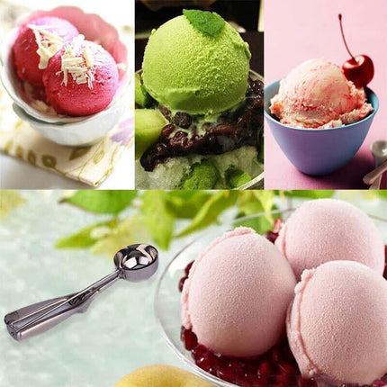 Stainless Steel Icecream Ice Cream Scoop Cookie Dough Mash Spoon Trigger 6cm Dia - Aimall