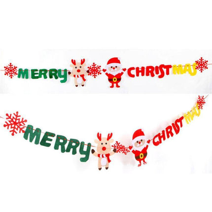 Merry Christmas Banner Felt Christmas Santa Flags Banner Hanging Xmas Decoration - Aimall