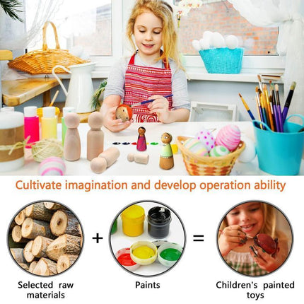 20X Unfinished Wooden Peg Dolls Wooden Tiny Doll Bodies People Decor Wood Crafts - Aimall