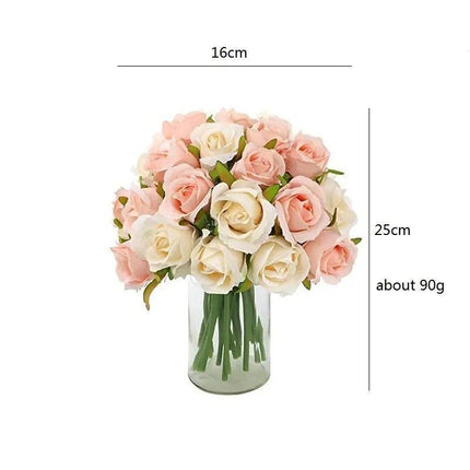 12 Heads Silk Rose Artificial Flowers Fake Bouquet - Aimall