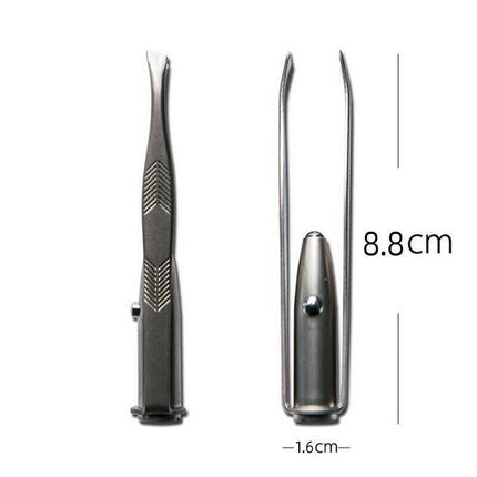 EYEBROW EYELASH TWEEZERS with Built-In LED LIGHT Hair Removal Makeup Tool AU - Aimall