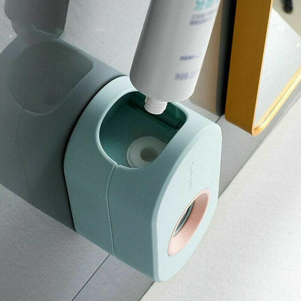 Automatic Toothpaste Dispenser Bathroom Wall-mounted Rack Toothbrush Holder AU - Aimall