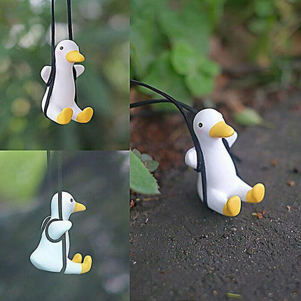 Car Pendant Cute Anime Little Duck Swing Auto Rearview Mirror Hanging Ornament - Aimall