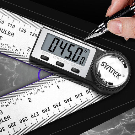 200MM Digital Angle Finder Ruler Protractor Measure Meter Stainless Steel 0-360° - Aimall