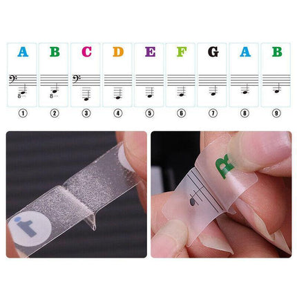 TRANSPARENT Keyboard Piano Stickers 88/61/54/49/37 KEYS Sticker Note For Learner - Aimall