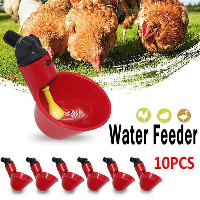 10 Pcs Automatic Cups Water Feeder Drinker Chicken Waterer Poultry Chook Bird A - Aimall