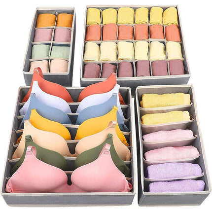 4 PCS/Set Foldable Storage Drawer Organizer Bra Underwear Closet Divider Kit New - Aimall