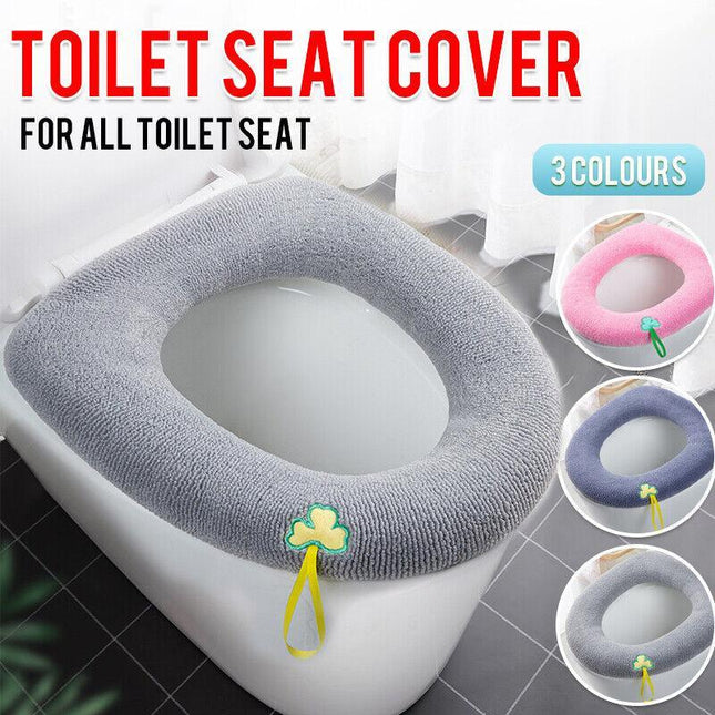 Soft Toilet Seat Bathroom Washable Warmer Cushion Mat Cover Pad Hook NEW Lid AU - Aimall