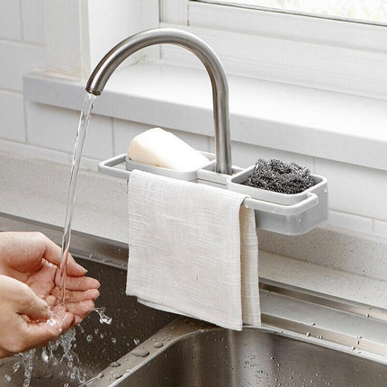 Kitchen Faucet Holder Soap Sponges Caddy Organizer Storage Rack Sink Basket - Aimall