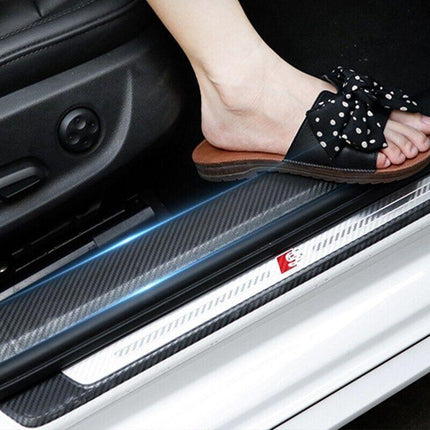Car Door Sill Protector Edge Sticker Carbon Fiber Rubber DIY Bumper Guard Strip - Aimall