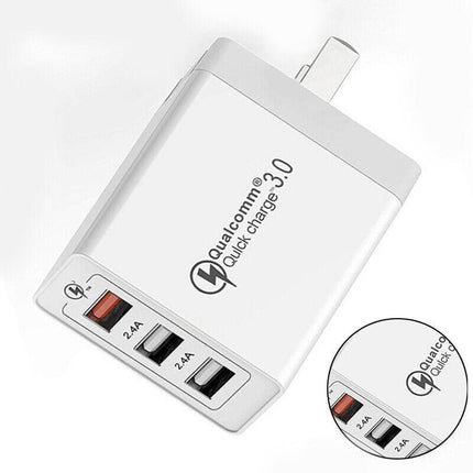 30W Qualcomm 3Port QC3.0 Fast Charging USB Wall Charger Adapter For iPhone AU - Aimall