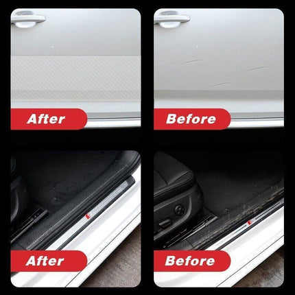 Car Door Sill Protector Edge Sticker Carbon Fiber Rubber DIY Bumper Guard Strip - Aimall