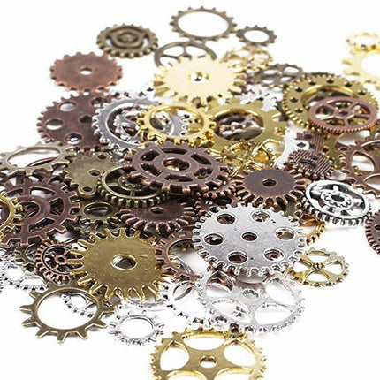 100g Assorted Gears Steampunk Cogs Gears Pendants Clock Wheels Gear Mix DIY Craf - Aimall