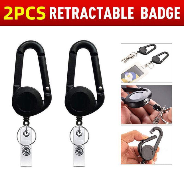 2PCS Retractable Badge Holder Security ID Pull Key Tag Clip Doctor Card Holders - Aimall