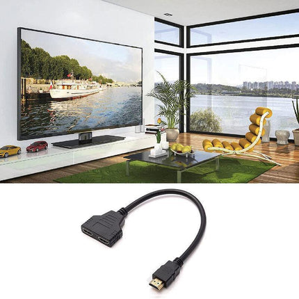 HDMI Splitter 1 In 2 Out Cable Adapter Converter 1080P Multi Display Duplicator - Aimall