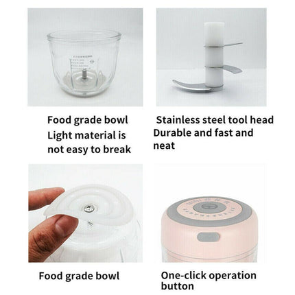 250ML USB Rechargeable Mini Food Garlic Grinder Electric Garlic Chopper Cordless - Aimall