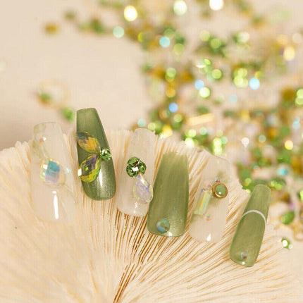 10 Styles Aurora Colorful 3D Nail Art Drill Heart Diamond Crystal AU - Aimall