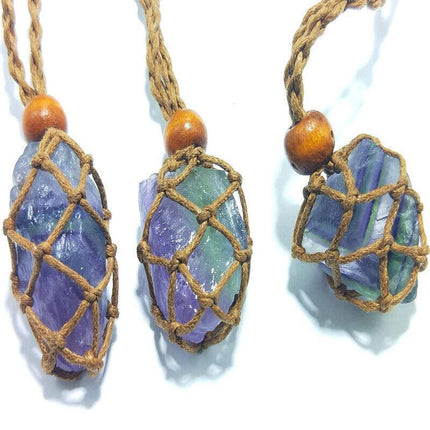 Empty Stone Holder Necklace Crystal Quartz Gemstone Cage Rope Cord Pendant DIY - Aimall