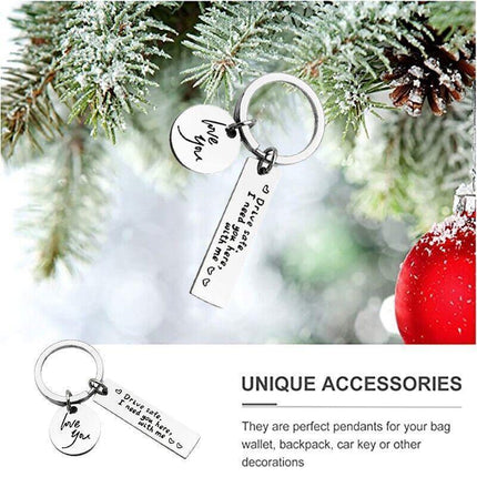 Drive Safe I Need You Here With Me Couple Alloy Keyring Keychain Car Gift - Aimall