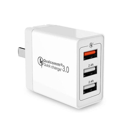 30W Qualcomm 3Port QC3.0 Fast Charging USB Wall Charger Adapter For iPhone AU - Aimall