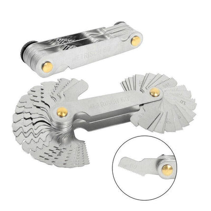 52 Blades Screw Gauge Thread Pitch Gage 60° Metric 55° Whit Worth Lock Up Device - Aimall