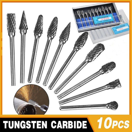 10x Tungsten Steel Solid Carbide Rotary Burrs Bit For Dremel Accessories Tool HG - Aimall