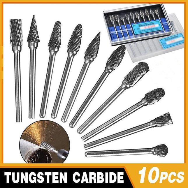10x Tungsten Steel Solid Carbide Rotary Burrs Bit For Dremel Accessories Tool HG - Aimall