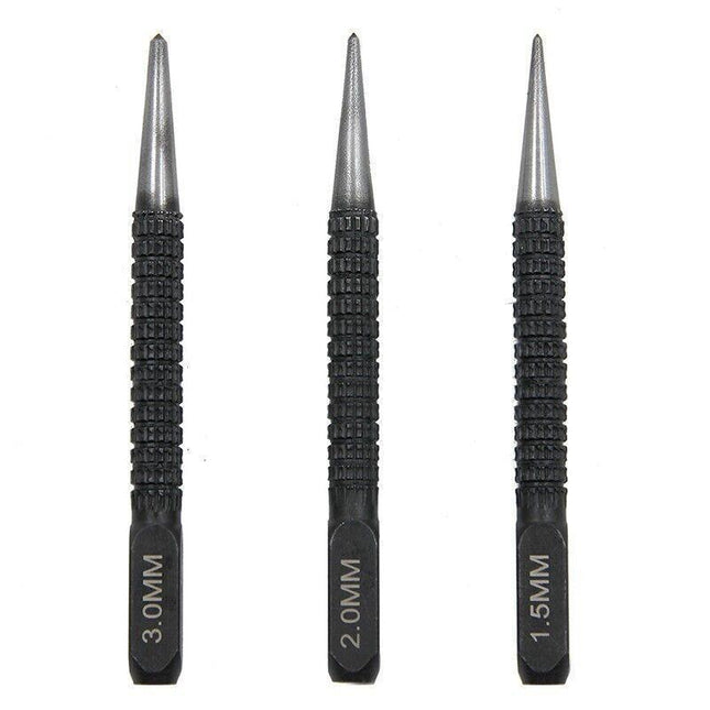 NEW Nail Centre Punch Set 3Pcs Round Head Wood Metal Super Impact Resistance - Aimall