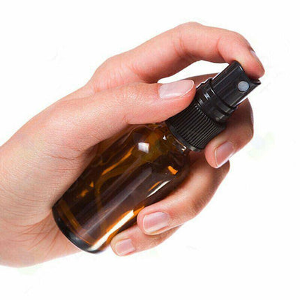 30-100ml Amber Glass Essential Oil Spray Roller Bottles Mist Sprayer Containers - Aimall