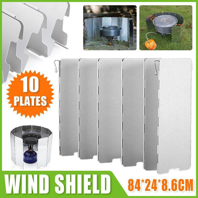 10 Plates Foldable Aluminum Camping Cooker BBQ Gas Stove Wind Shield Screen AU - Aimall