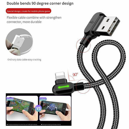 MCDODO Fast USB Cable Heavy Duty Charging Syn Charger iPhone 90 degree angle AU - Aimall