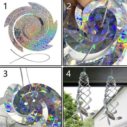 Reflective Bird Deterrent Spinner in Garden