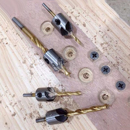 8PCS 3-10MM 5 Flute Countersink Drill Bit Set Reamer Woodworking Chamfer Tools - Aimall