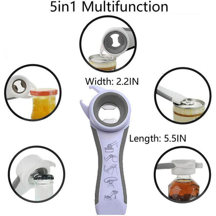 Multi 5 in 1 Manual Cap Kitchen Tool Jar Twist Off Lid Bottle Can Opener Gadget - Aimall