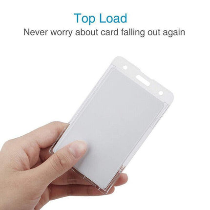 5Pcs Clear ID Card Holder Hard Plastic Vertical Double Sides Badge Business Work - Aimall