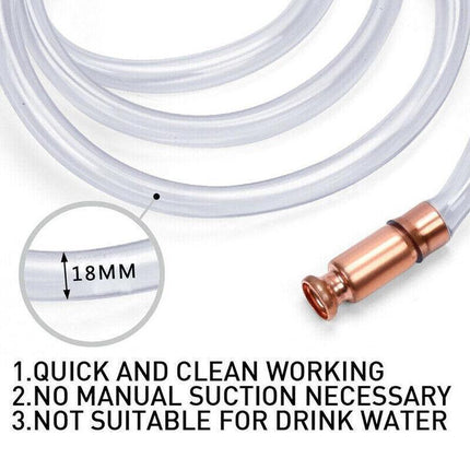 Syphon Jiggler Hose Pump Copper Attachment Self Priming 18mm 1.8M Petrol Liquid - Aimall
