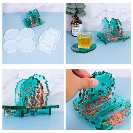 2x Coaster Stand Epoxy Resin Mold Cup Mat Holder Silicone Mould DIY Crafts Tool - Aimall