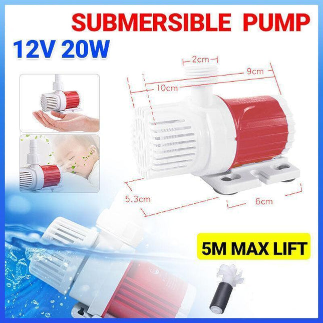 Aquarium Pump 1000LPH Water Submersible Feature Fountain Garden Fish Pond DC 12V - Aimall